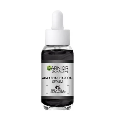 سرم زغال گارنیر AHA + BHA Charcoal اصل فرانسه از برند Garnier