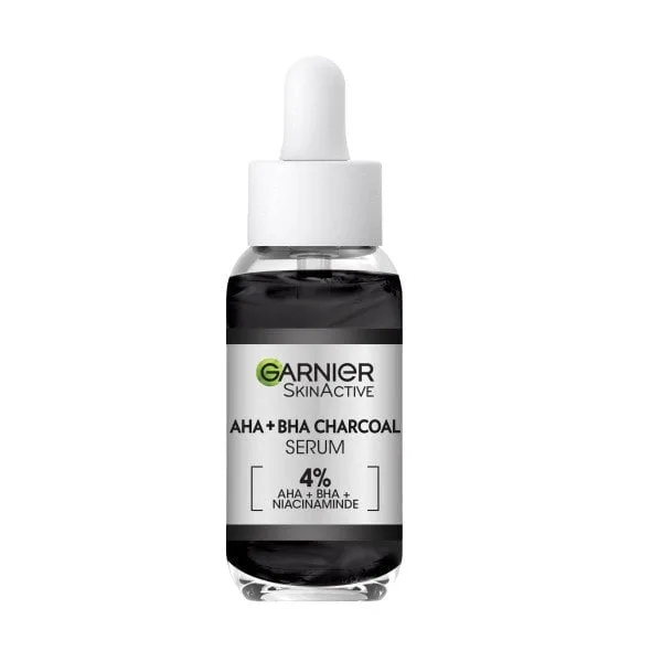 سرم زغال گارنیر AHA + BHA Charcoal اصل فرانسه از برند Garnier