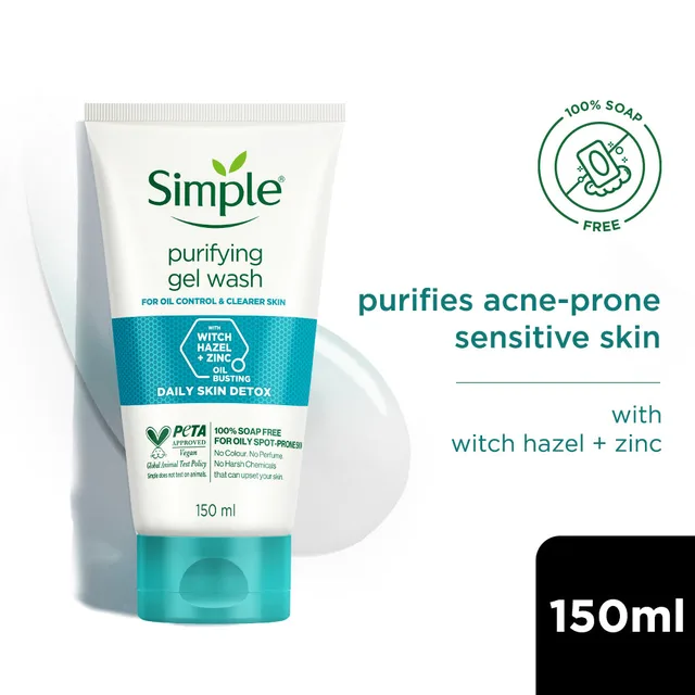 شوینده صورت سیمپل مدل Purifying Gel Wash | پاککننده عمیق و شفافکننده پوست از برند Simple