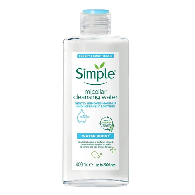 میسلار واتر سیمپل مدل All Skin Types سبز حجم 400 میل | پاککننده ملایم انواع پوست از برند Simple